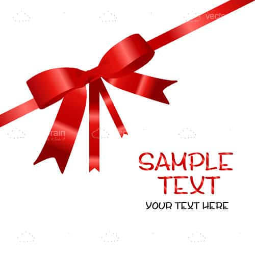 Red Ribbon on White Background with Stylised Sample Text